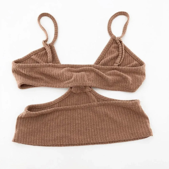 Audrey 3+1‎ Women's Brown Cut Out Tank Blouse Size L - Picture 4 of 5